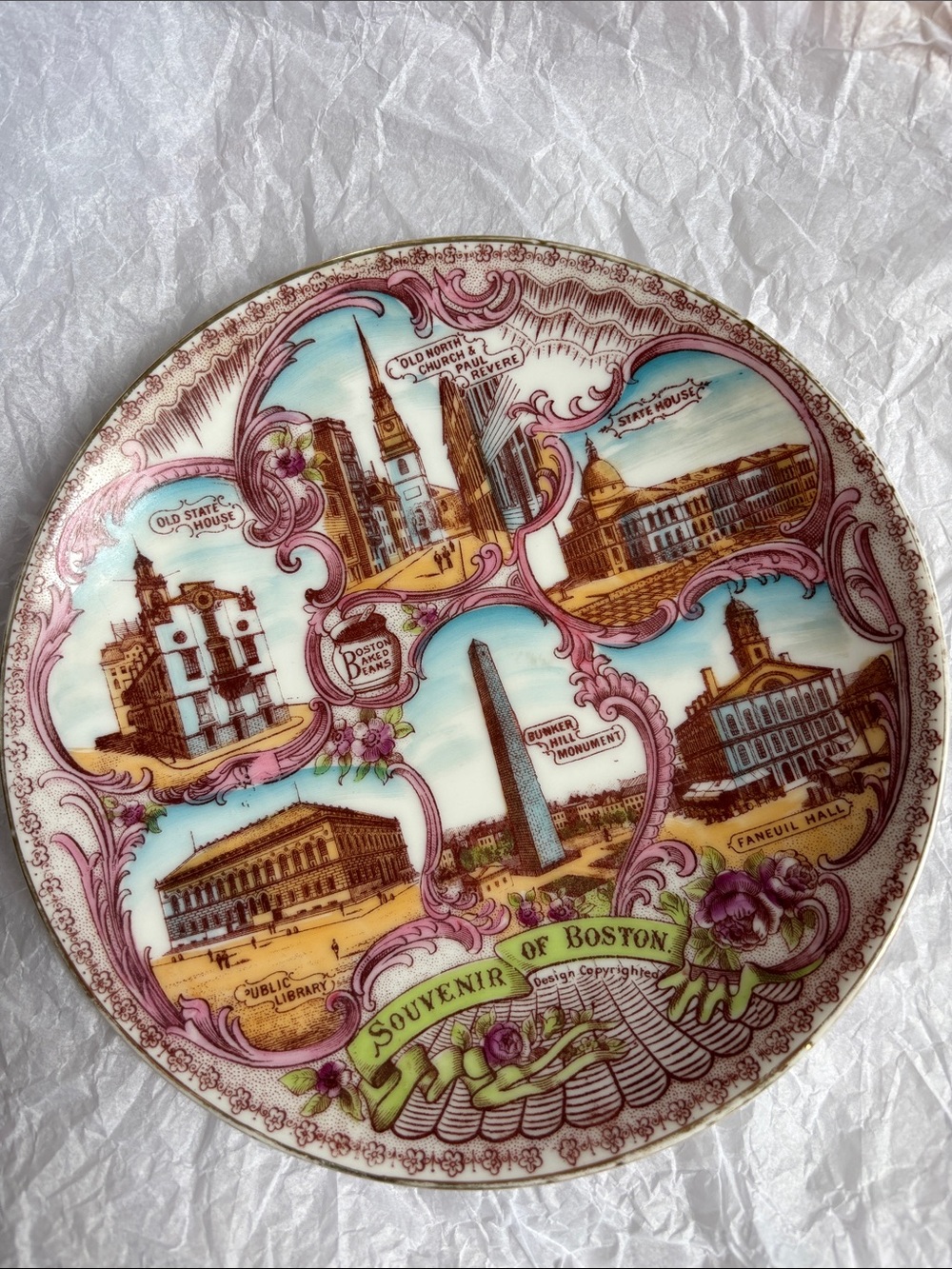 Souvenir of Boston Decorative Vintage Plate EUC